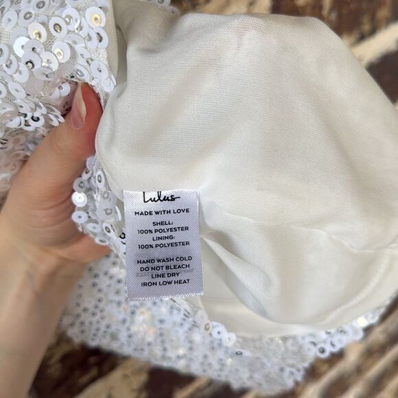 NWT Lulus Force Of Fashion White Sequin Backless Mini Dress XS - Picture 8 of 9